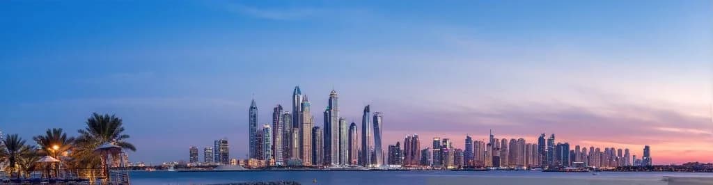 Dubai Marina panorama at sunset
